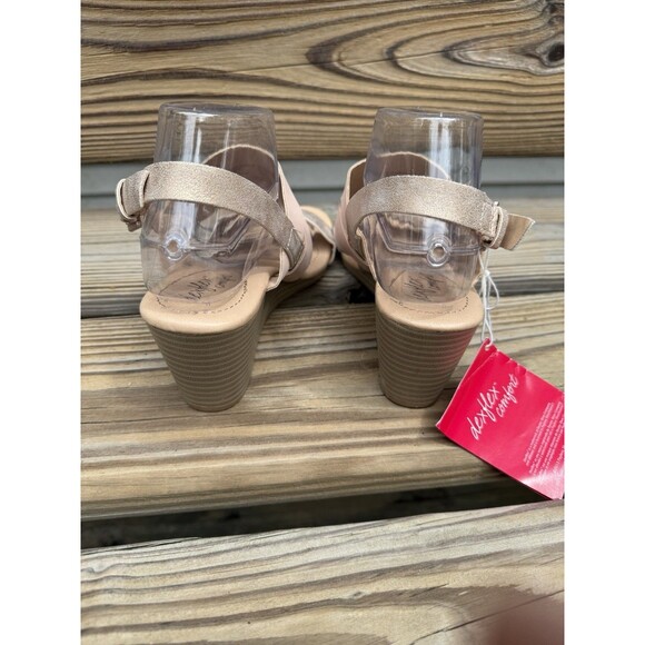 DexFlex by DEXTER Rose Gold Pink Slingback High Wedge Sandals US Sz 8M - Picture 5 of 6